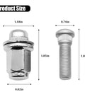 Sturdy 8PCS M12 Lug Nut Kit For Toyota ES250 Pickup RX300 Steel Wheel Studs Fitment OEM 90942-01058 Heavy Duty Hub Screws Replacement Hardware, 1.88in