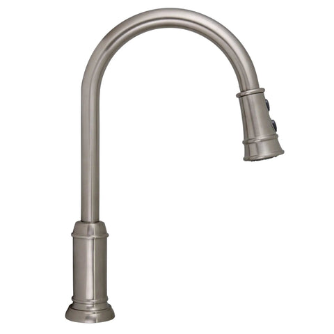 Single-Handle Pull-Down Kitchen Faucet With Sprayer In Satin Nickel Two-Function Head One-Hole Mount Easy Temperature Control
