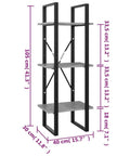 3 Tier Industrial Book Cabinet For Small Spaces Open Front Bookshelf With 3 Shelves Engineered Wood Bookcase dimensions