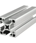 Top Shelf Heavy Duty T Slot Aluminum Extrusion And Precision Linear Motion Rail For Badass Diy Projects And Custom Workshop Frames 48 Inches Long With Smooth Clear Anodized Finish showing a silver aluminum profile with a cross-section view.