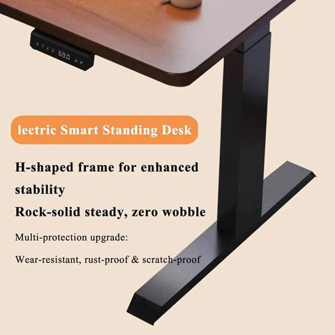 Electric Height Adjustable L Shaped Standing Desk With Smooth Motor big corner flex space showing h-shaped frame for stability.