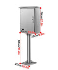 Heavy Duty Electric Vehicle Charger Protection Box And All Season Charging Station Cover Built Tough From Rust Free Stainless Steel Large Outdoor Pedestal with dimensions showcased.