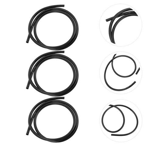 Practical And Sturdy Polyurethane Fuel Hose Kit 3pcs For Car And Bike Replacement Gasoline Petrol Line Tube System Black Ready To Go, three coiled black hoses