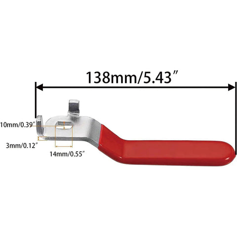 Red Lever Handle For Ball Valve Replacement For Outdoor Faucet Hose Bib, 138mm Length, 10x14mm Hole, 3mm Thickness, Side View