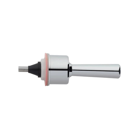 Heavy-Duty Polished Chrome Flush Valve Handle Fits Regal Royal Systems Quick No Sweat Drop In Swap Stops Leaks Easy Commercial Bathroom Repair Slick Solid Build side view showing chrome finish and durable design.