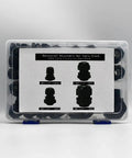 Waterproof NPT Cable Glands Kit With Threads Adjustable Seals For One Quarter Inch Three Eighths Inch One Half Inch And Three Quarters Inch Strain Cord Connectors Thirty Five Piece Black Set With Gaskets For Outdoor Use in plastic packaging