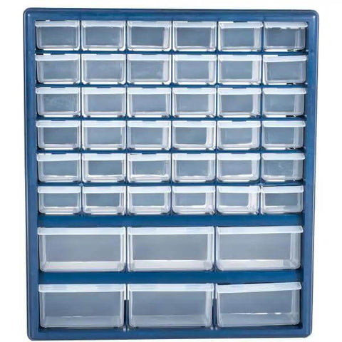 Durable 42 Compartment Plastic Storage Drawer Organizer For Desktop Or Wall Mount Clear See Through Drawers