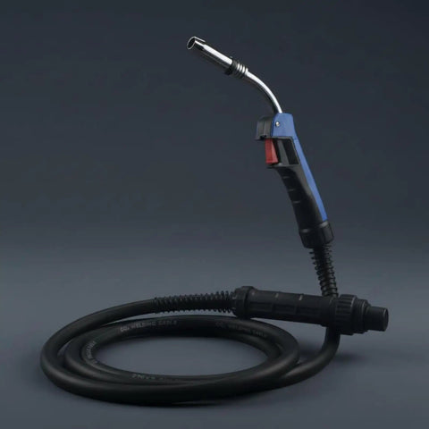 MIG Torch Assembly 24KD Replacement Part With Cable And Torch Head Ergonomic Handle Pro Grade Heavy Duty Build For Shop Fabrication Equipment Service And Maintenance Tasks, coiled cable