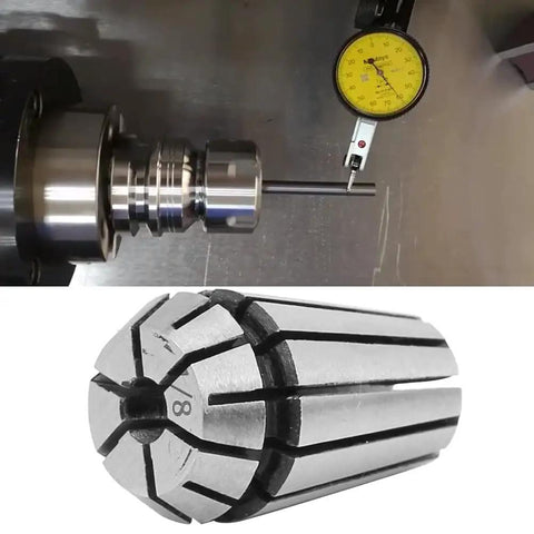 Top Gear Precision ER11 CNC Collet Chuck Made From Tough 65Mn Spring Steel in use measuring tool setup.