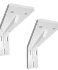 No Nonsense Heavy Duty Wall Mounted Corner Shelf Bracket Pair, Knockout Floating Metal Steel Support, Badass Industrial Black Rack With Included Screw Hardware, Rust Proof Polish Finish 60cm Wide in white finish.