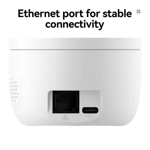 Close-up of the Ethernet port on the Solid Choice 5MP Indoor Security Camera WiFi Surveillance Setup for stable connectivity.