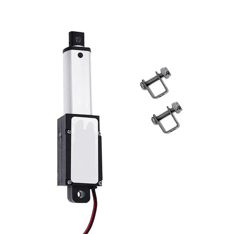 Smooth DC 12V Electric Linear Actuator With 30mm 50mm Stroke For Rock Solid Industrial Automation And Robot Projects showing actuator and mounting brackets.