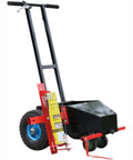 Heavy Duty Hand Push Line Paint Marker Roll Right Along Driveways Without Breaking A Sweat Crisp Stripe Applicator close-up view of handle and wheels