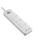 Power Strip Surge Protector With USB Charging Ports, 2160 Joules, 8 Outlets, 6 Foot Cord, Flat End, Space Saving Design