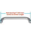 6 Inch Back To Back Shower Door Handle For Glass Doors One Quarter Inch To One Half Inch Thick, Stainless Steel 304 Chrome Finish