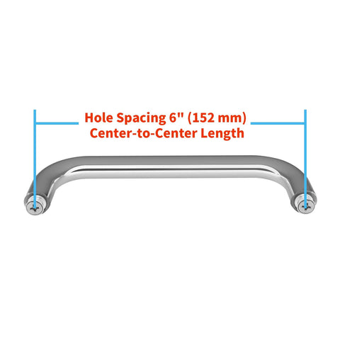 6 Inch Back To Back Shower Door Handle For Glass Doors One Quarter Inch To One Half Inch Thick, Stainless Steel 304 Chrome Finish