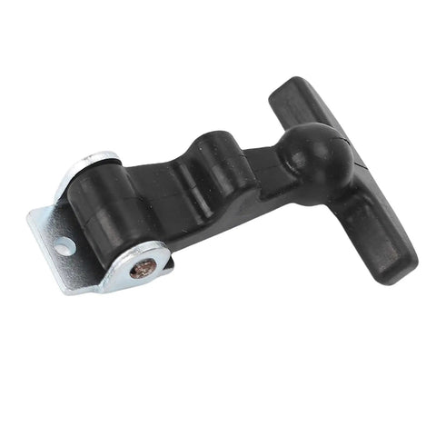 46mm T Handle Rubber Draw Latch With Stainless Steel Bracket for marine use, black elastomer with metal bracket visible