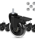 Heavy Duty Three Inch Lockable Swivel Caster With Slick Rolling Threaded Stem Wheel Built Tough As Nails For Equipment Carts Furniture And Shop Gear That Delivers Championship Performance Daily close-up view with black base and transparent wheel.