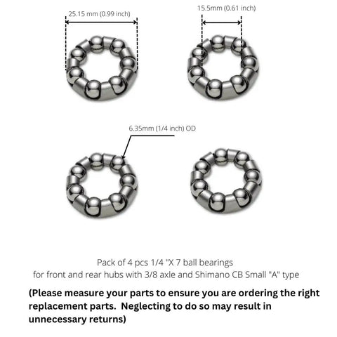 Pack Of Four Ball Bearing Retainer Cages For Bicycle Front And Rear Hub Service One Quarter Inch By Seven Balls Replacement Kit