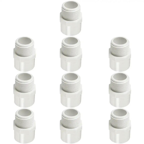 Pack of 10 One Half Inch PVC Pipe Fitting Adapter Union Coupling Schedule 40 Slip Socket to NPT Male Thread for DIY Projects