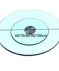 Tempered Glass Lazy Susan Turntable For Dining Tables And Banquets, multiple sizes 60cm to 100cm, top view with smooth edge.