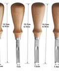 Leather Edge Skiving Beveler Tool Set For Leatherworking, French Style Beveler With Wide Mouth Edge Trimmer And Wooden Handle, Four Size Set