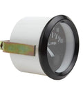 Oil pressure gauge, 52mm (2"), white dial with black bezel, front view.