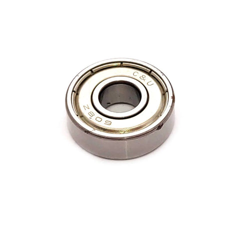 Front view of 608-ZZ 8x22x7 mm deep groove ball bearing with double metal shields, pre-lubricated