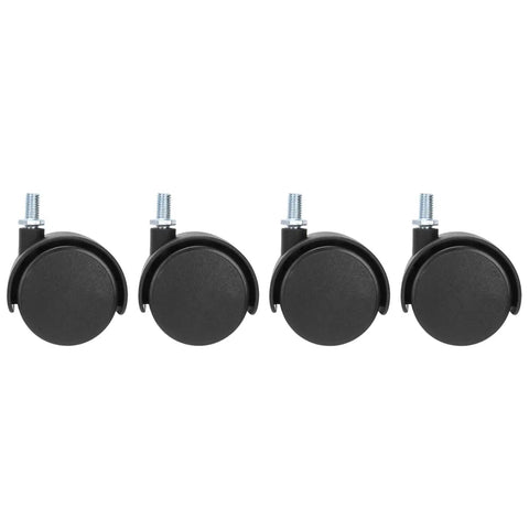 Rcniso Silent Furniture Caster Set with Smooth Bearing for Cabinet Cart, 360 Degree Rotation for Office Use, 4 black casters with screws.