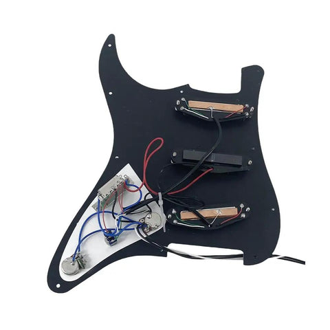 SSS Electric Guitar Loaded Pickguard Prewired Replacement 11 Hole Dark Black PVC 3 Ply Scratch Resistant Panel