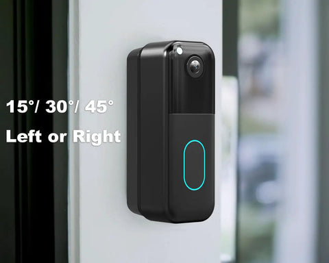 Corner Mount For Video Doorbell 1st And 2nd Gen No Drill Mount Adjustable Angles 15 30 45 Degrees Black shown on door