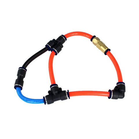 Push To Connect Pneumatic Fitting Three Eighths Inch Straight Quick Adapter with colored tubing for air water vacuum systems