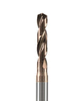 Front view of bronze-coated solid carbide twist drill bit for metal, 12.1–13.0 mm, silver shank