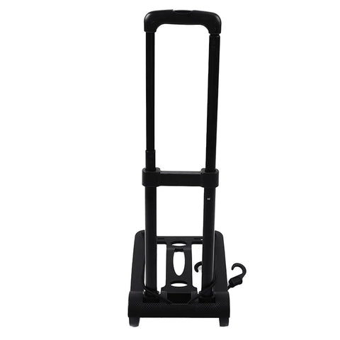 Folding Hand Truck Cart With Large Capacity Lightweight Yet Sturdy Dolly For Shopping Travel Moving And Office Tasks Retractable Tie Rod For Easy Loading And Compact Foldable Design For Car Or Closet Storage, black metal folded front view