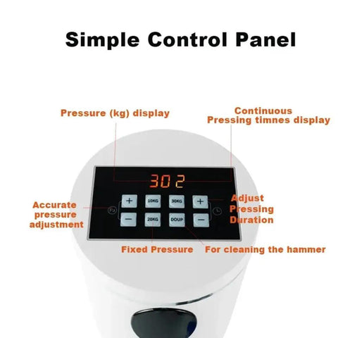 Control panel of Premium 58Mm Electric Espresso Tamper Featuring Sturdy Adjustable Aluminum Base for precise pressure settings.