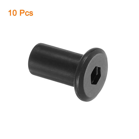 Kickass Heavy Duty M8 T Nuts, 10 Pack Carbon Steel Insert Screws For Garage Builds And Furniture Mods, Sweet Black Finish