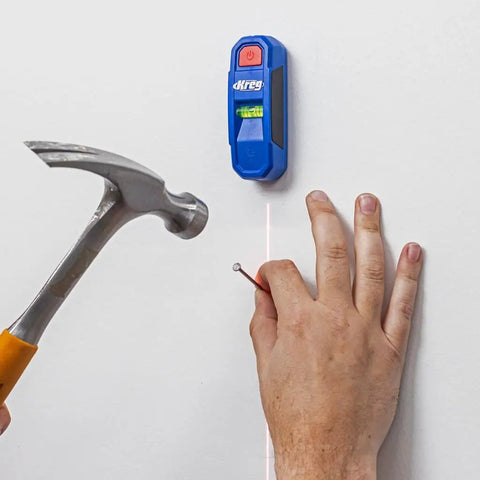 Magnetic Stud Finder With Laser Mark Tech For Precise Wall Scans And Framing, Hands Free Magnetic Locator And Wall Scanner, Pro Grade Stud Magnet Tool For Quick Accurate Marking And Safer Installations on white wall