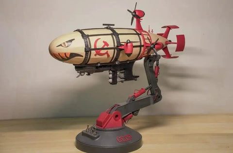Glue Free Airship Model Kit Ready To Assemble With Photo Etched Parts English Instructions Included Paint Not Included For Ages 14 Plus displayed on a stand