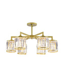 Modern Ceiling Pendant Light Featuring Transparent Crystal And Polished Gold Cylinder Frame For Living Room Bedroom Hotel Lobby Energy Saving Fixtures That Deliver A Straight Fire Vibe with 5 crystal shades.