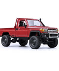 RC Beast Rock Crawler Truck 4x4 Toyota LC79 One Twelfth Scale Off Road Pickup on display, red body with rugged tires.