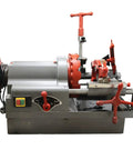 Electric Pipe Threader Machine 1/2 to 3 Inch NPT Threading Cutter for Cutting Threading and Reaming with Clamping and Oiling System Heavy Duty for Construction and Installation Work, silver and red