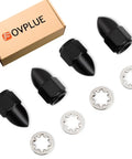 Premium 5/16 24 Acorn Nut Kit Plus Heavy Duty Lock Washers For Rearview Mirror Drop In Replacement On Most Classic Motorcycles, includes four black acorn nuts and flat lock washers in box.