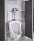 Pintbrook Top Spud Urinal High Efficiency Flush 0.125 to 0.5 GPF White with Powerful Washdown and Superior Splash Protection installed.