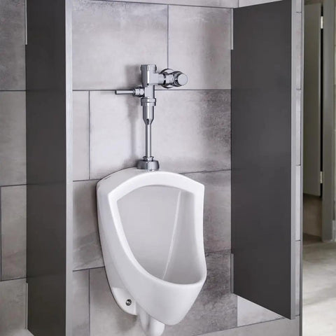 Pintbrook Top Spud Urinal High Efficiency Flush 0.125 to 0.5 GPF White with Powerful Washdown and Superior Splash Protection installed.
