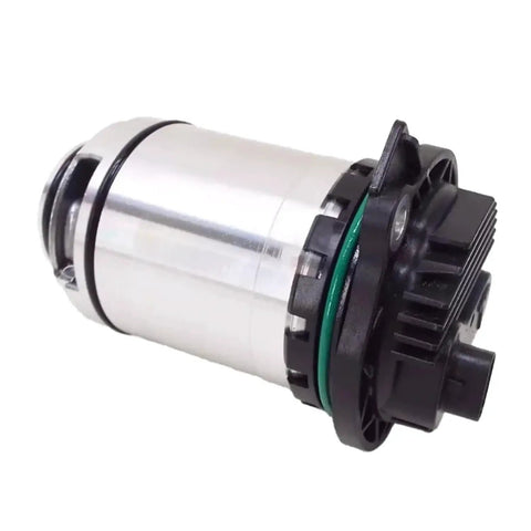 Top Shelf Direct Bolt Electric Oil Pump For Tesla Model S X 3 Y 2016 To 2023 No Sweat Drop In Replacement With Steel Reinforced Abs Housing Black Finish Part 110820200K angled view showcasing the aluminum casing.