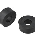 Two black rubber bumpers from 5 Pack Rubber Bumpers For Gym Equipment And Home Furniture With Quiet Shock Absorption And Anti Vibration Pads