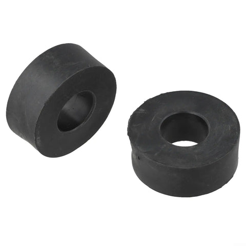 Two black rubber bumpers from 5 Pack Rubber Bumpers For Gym Equipment And Home Furniture With Quiet Shock Absorption And Anti Vibration Pads