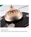 Modern LED Ceiling Fan With Remote Control Featuring Smooth Silent Spin And Retractable Blades For Bedroom Or Living Room close-up of copper ring motor