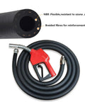 Close-up of 5/16 Inch 8mm ID Fuel Line Hose, 10ft Push Lock NBR Rubber Fuel Hose coiled with nozzle, showing durability and design.