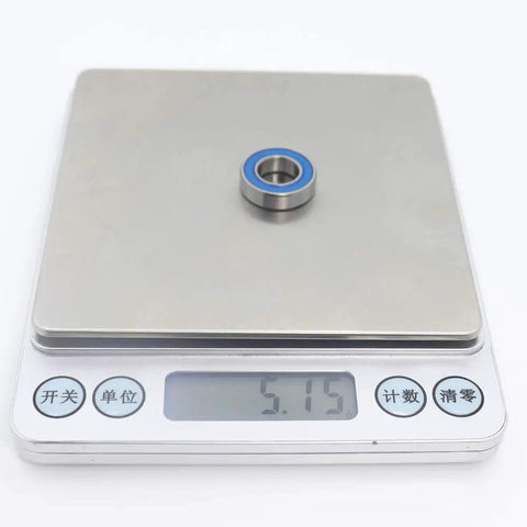 Beefed-Up Full Ball 10x19x5mm Cartridge Bearings Set Chrome Steel Blue Sealed With Grease Quad Pack For MTB Hub Pivot No Retainer Tough Load Capacity VRS Dual Lip Labyrinth Seal, single bearing on scale